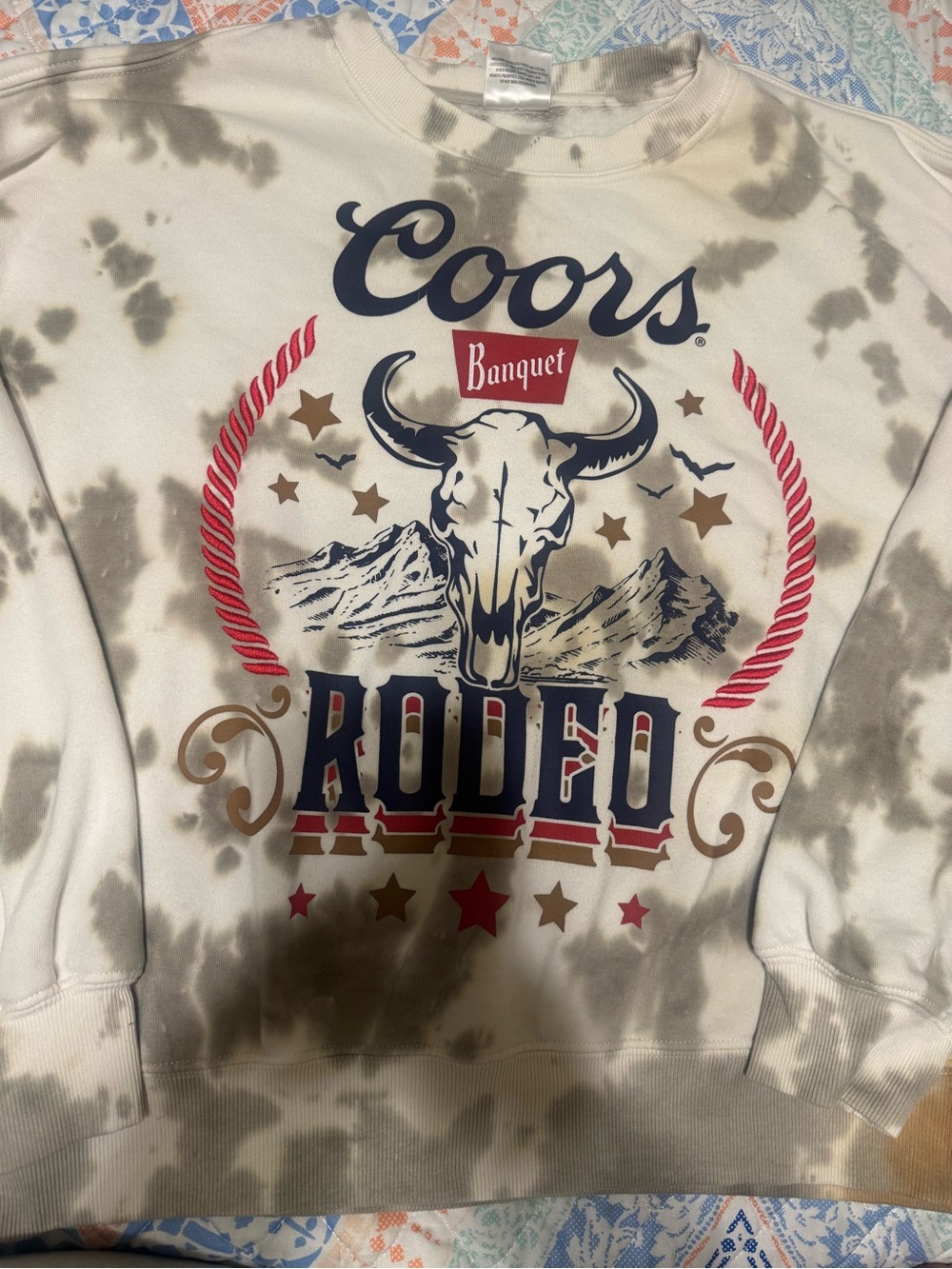 Rodeo Crewneck Sweatshirt - Cream Tie-Dye